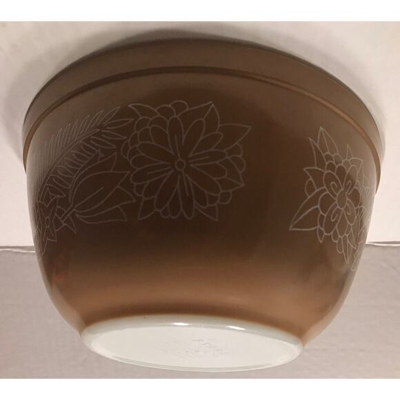Vintage Pyrex Nesting Bowls Set Of 2 Mixing Woodland Brown Floral #401 #402 - Picture 3 of 9